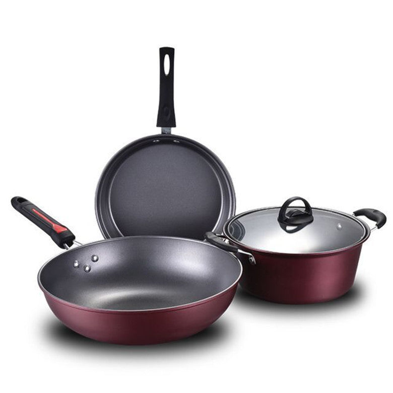 Hao Li 3-delars Non-Stick Kokkärlset – Stekpanna, Wok & Soppskål – Perfekt Presentset