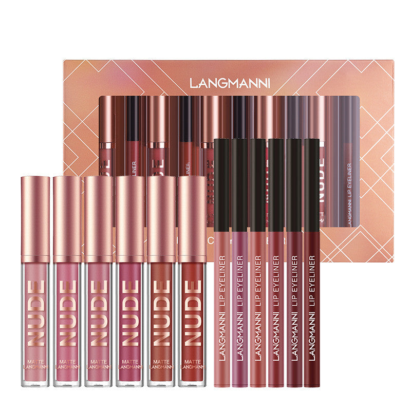 Läppstift & Lipliner Set 6+6 – Matt & Långvarigt