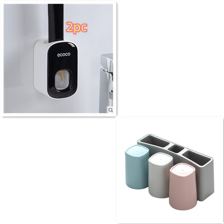 Tandborsthållare med Förvaring och Automatisk Tandkrämspump
