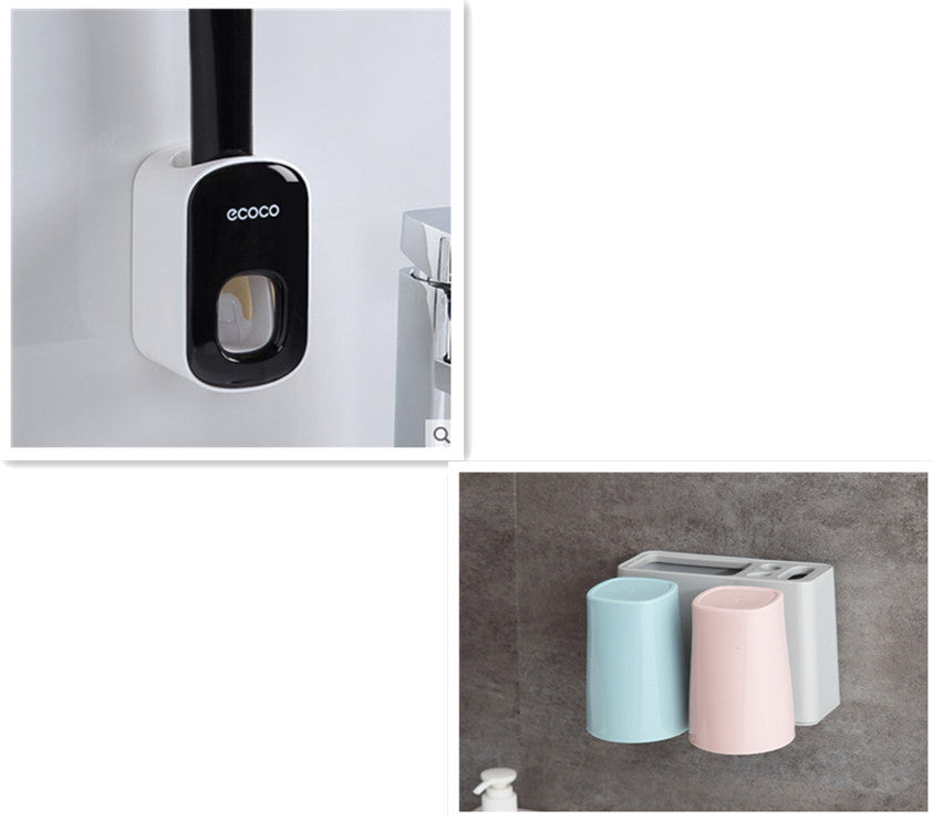 Tandborsthållare med Förvaring och Automatisk Tandkrämspump