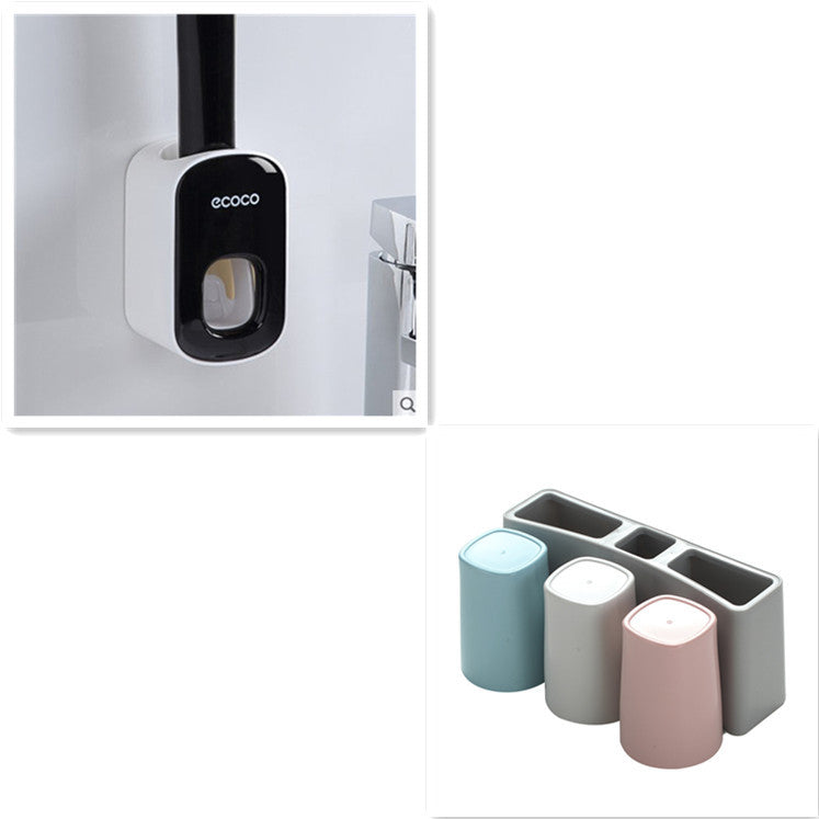 Tandborsthållare med Förvaring och Automatisk Tandkrämspump