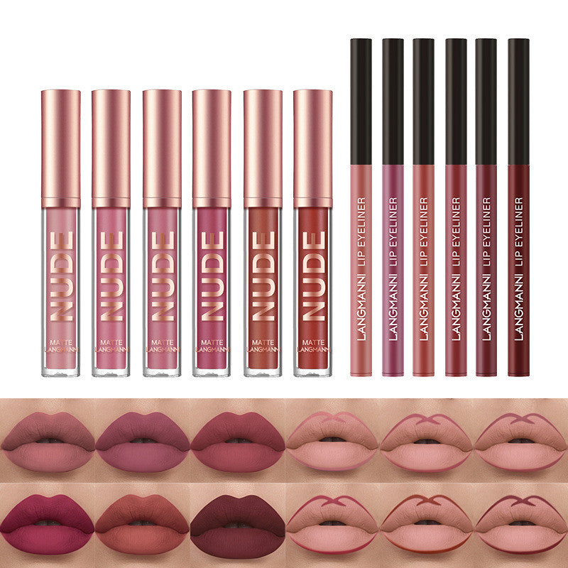 Läppstift & Lipliner Set 6+6 – Matt & Långvarigt