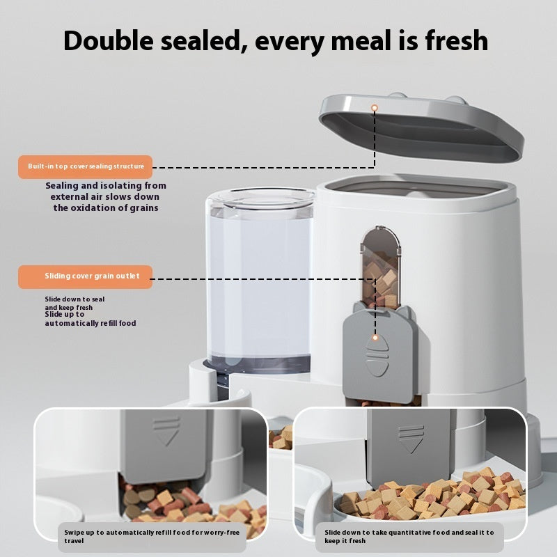 2-i-1 Vatten- och Matskål för Husdjur – Automatisk Dispenser för Katt &amp; Hund