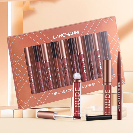 Läppstift & Lipliner Set 6+6 – Matt & Långvarigt